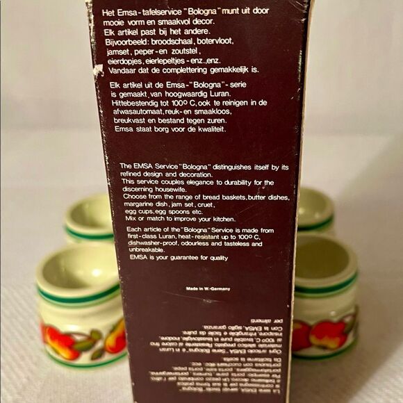 6 Vintage 1970’s Emsa West Germany Plastic Egg Cups W Box Set EUC Peach Pattern. - Picture 9 of 12